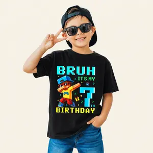 Bruh It's My Birthday Shirt Age 5–12 Pixel Video Game Party T-Shirt for Boys Kids, Gaming Birthday Gift Tee