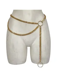 Vintage Minimalist Double Layer Aluminum Waist Chain Versatile Fashion Metal Belt Adjustable Body Accessory