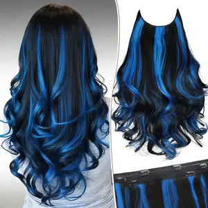 H M D Clip-In Hair Extensions, 20in Invisible Wire Synthetic Hairpieces with Transparent Adjustable Wire, 6 Secure Clips, Layered Waves, Volume Boost, Dark Brown Thick for Women, Hair Extensions Clip In