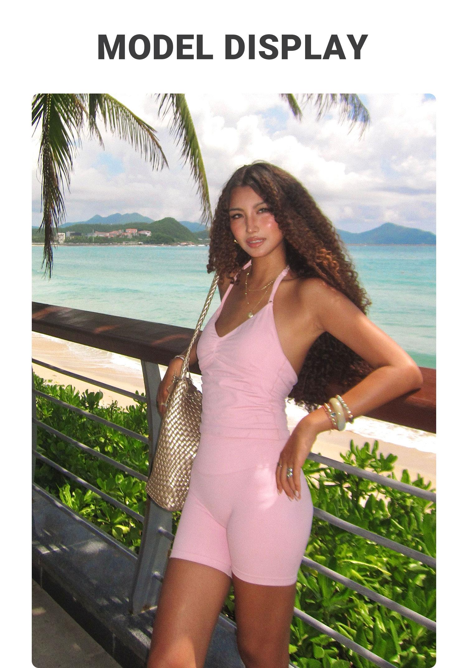 YEOREO SoftHue Women's Longline Halter Tank Top Strappy Backless Adjustable Gym Workout Top Yoga Sports Vest Fitness Activewear