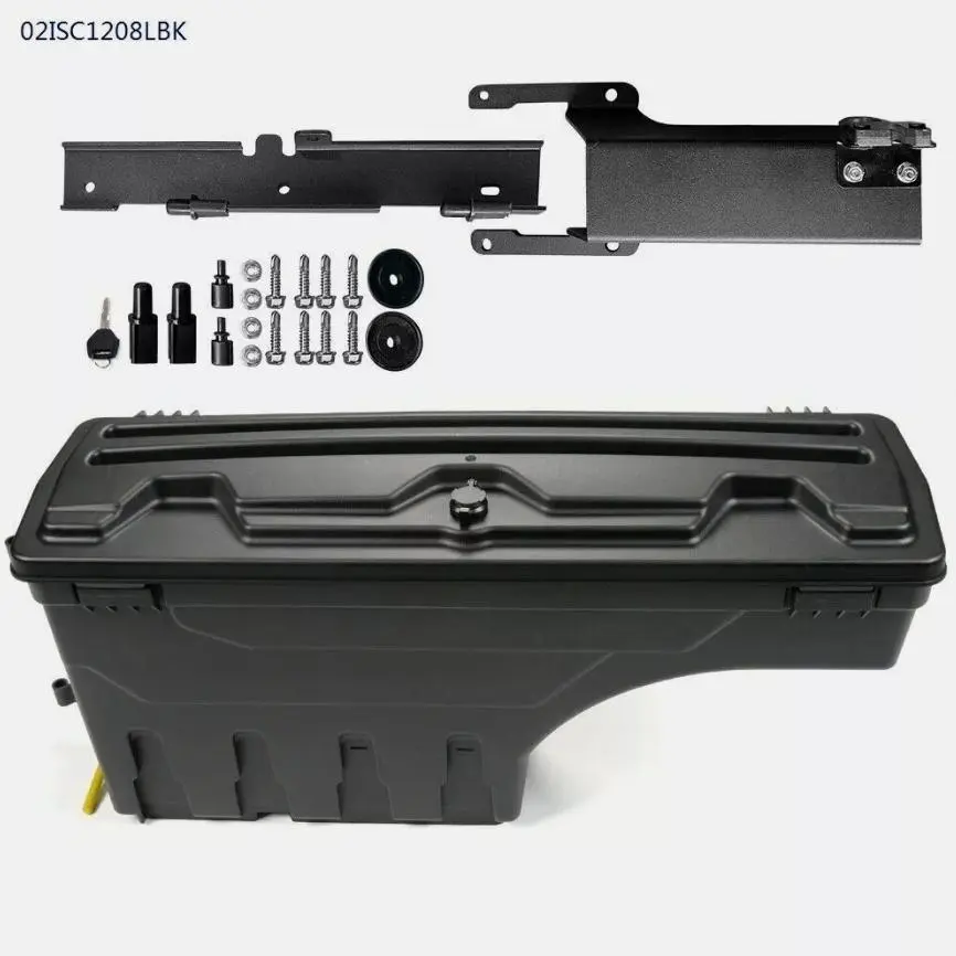 CROSSDESIGN Lockable Rear Left Truck Bed Storage Tool Box for 2015-2020 Ford F150, High-Quality Black ABS Composite Material, Weatherproof, Bracket-Included Easy Installation, Key-Equipped Car Accessories, Trays, Overlanding Truck Conversion Stowing & Tid