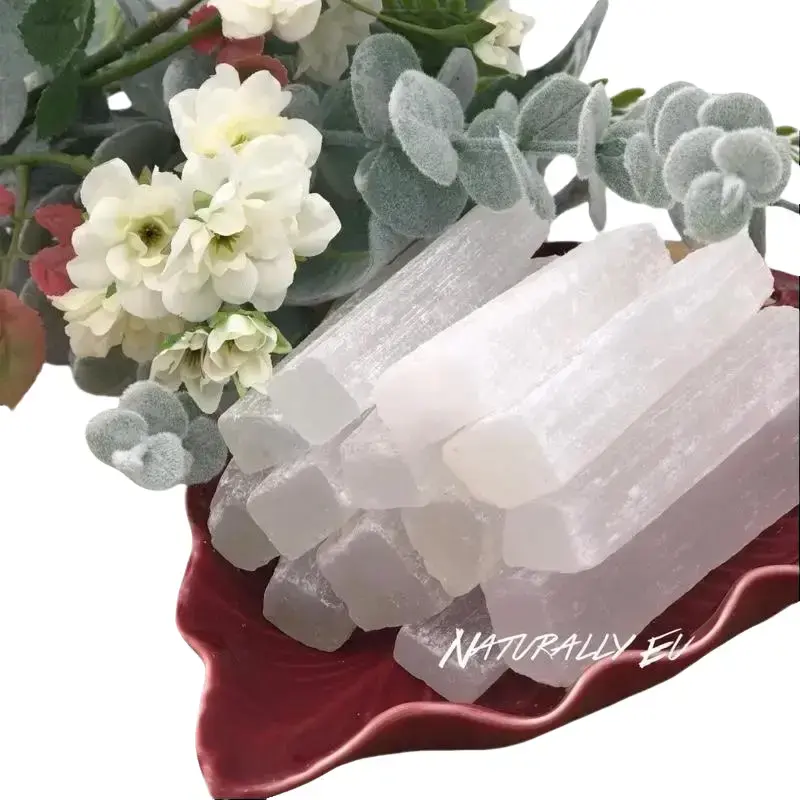 Naturally Eu Selenite Stick Wand Gemstone for Cleansing and Protection