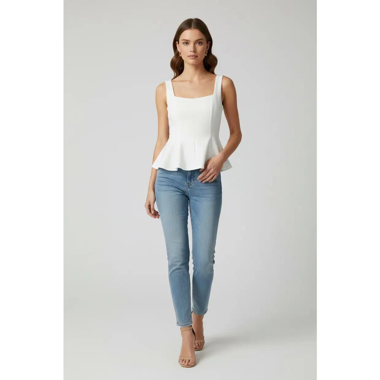Solid Peplum Fitted Top