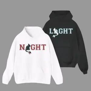 Toothless And Light Fury He Sees All My Light And She Loves All My Dark Couples Matching Graphic Hoodie Casual Streetwear Fleece Fabric Pullover Hooded Sweatshirt Trendy Tops for Women for Men Perfect Valentine’s & Anniversary Gift
