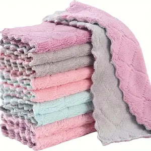 Multi-functional Kitchen Towel, Multipurpose Cleaning Cloth, 10pcs Random Color Durable & Absorbent Dish Cloth,   Household Cleaning Tool for Kitchen & Bathroom