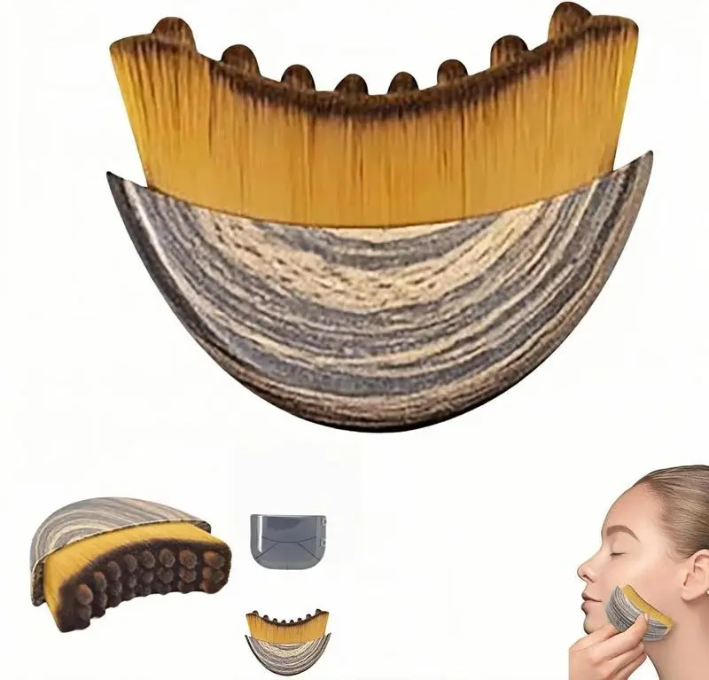 Lymphatic Drainage Contour Brush for Jawline Sculpting and Puffiness Relief, Ergonomic Facial Slimming and Massage Tool for Daily Use, Single Item, Lymphatic Drainage Products, All, Facial Slimming & Massage Tools, Contoured Shape, Ultra-Soft Bristles