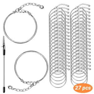 27Pcs/Set Snake Charm Bracelet Chain with Bracelet Helper, Adjustable Charm Bracelet Chain with Heart Shape Extender Copper DIY for Women Jewelry Making,Halloween Christmas Gifts,Hand Tools Kits