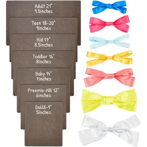 7 Pc Wooden Bow Maker Kit - 7 Size Headwrap Boards + Tie Boards for DIY Hair Bows - Coconut Brown
