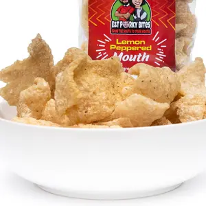 2-Bag Bundle - E&T Porky Bites Lemon Peppered Flavored Fried Pork Rinds Protein Snack Bite - Sugar Free, Spicy & Tangy, Keto Friendly, Gluten Free, Crunchy Goodness