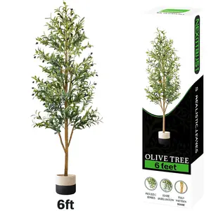 Artificial Olive Tree 5/6/7FT Realistic Potted Faux Silk Plant with Natural Branches Lifelike Fruits Tall Indoor cool room decor for Living Room fall home de Decoration Items cor Bedroom & Office decor for girls