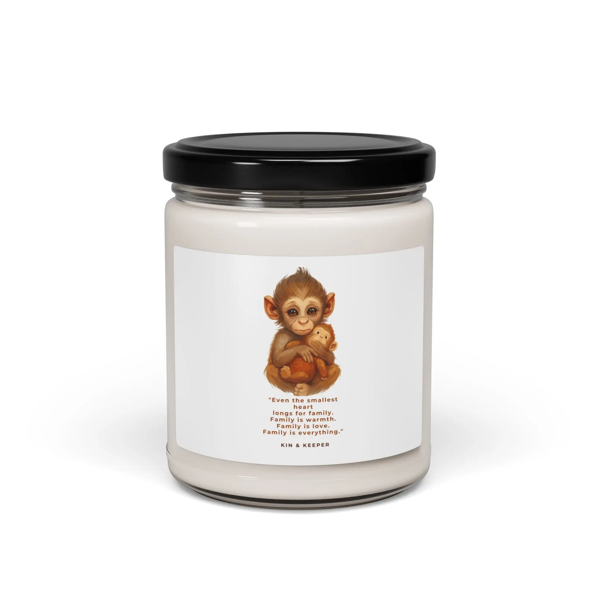Punchi-kun (Punch) Viral Baby Monkey Christmas 9oz Glossy Glass Jar Candle, Hand-Poured Natural Plant-Based Soy Wax, Cotton Wick, Cozy Fragrance, ASTM Safety Compliant, 50-60 Hrs Burn Time, Home Decor, Room Freshener (Unscented Option Available)