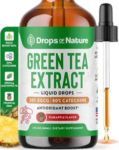 Green Tea Extract Liquid Drops 50 Percent EGCG Antioxidant Supplement for Immune Support Fat Burning Metabolism Brain Memory Heart Health Skin Support Vegan Herbal Drops 2 Oz