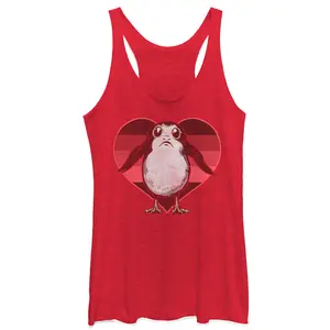 Women's Star Wars The Last Jedi Valentine Porg Heart Frame Racerback Tank Top