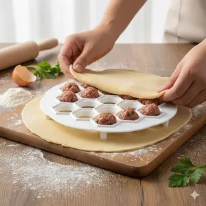 19-Hole Magic Dumpling Maker: Easy Dough Press and Wonton Kit, Time-Saving Kitchen Tool for Home Cooks, Kitchen Utensils Gadgets. Quick Dough Division, Multi-Use for Pasta, Perfect for Beginners. Boost Efficiency for Homemade Dumplings.