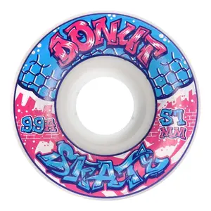 Donut Skate Co. 51mm - 99a Graffiti Small Skateboard Wheels for Tricks, Skateparks, Street Skating, Cruising, Wear Resistant, Set of 4