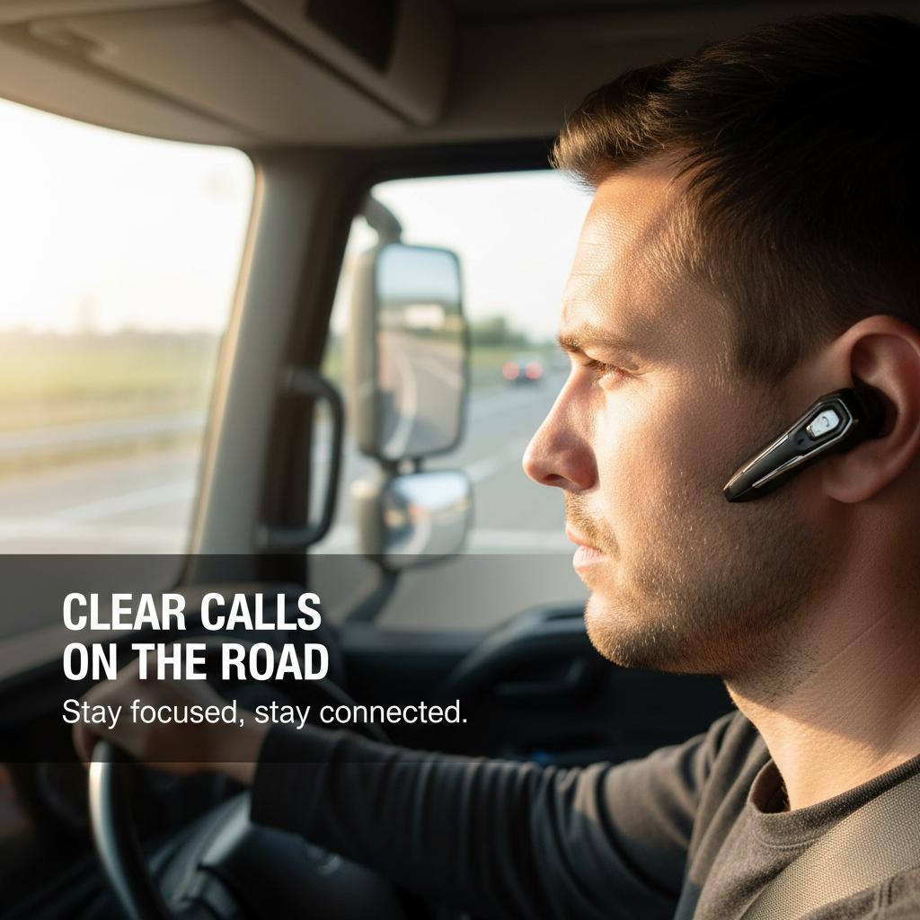 YUEYINOK Truck Driver Headset, Noise Cancelling Wireless Earpiece, Clear Calls on the Road, Dual Mic, Long Battery Life, Hands Free, Stable Connection