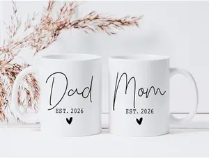 Parents Mugs Set Gifts for EST 2026 Mom Dad, Gift for Mommy Daddy to be, Baby Reveal Mug, New Parents Pregnancy Announcement 2026 Gift, First Time Mom Dad to Be Gifts
