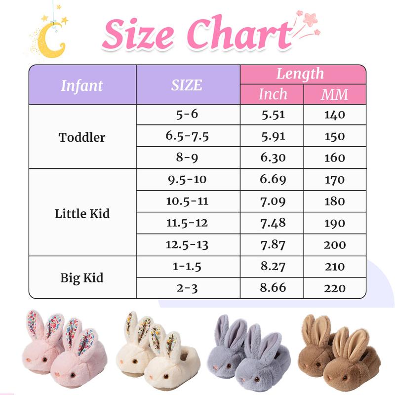 Drecage Girls Toddler Slippers Boys House Shoes For Little Kids Cute with Bunny Design Plush Indoor Slippers Non-Slip Comfortable Soft Cotton Footwear