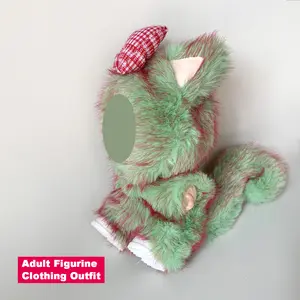 Cute Green Fox Plush Outfit Set, sutiable Labubu Clothes Set, 17cm Doll Outfit, Fashion Accessories for The Monsters, Collectible Doll Clothing, Labubu Fashion Outfit Set, Cute Miniature Costume for The Monsters Vinyl Figure