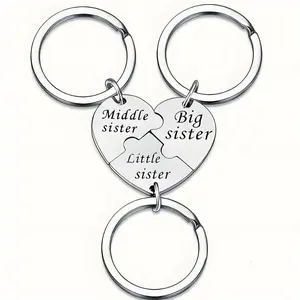 Sister Keychains for 3 Sisters Gifts - Mid Sister,Big Sister, Little Sister Matching JewelryGiftsHeart Keyring Set, Birthday, Wedding Giftfor Sister, Family Jewelry Gifts