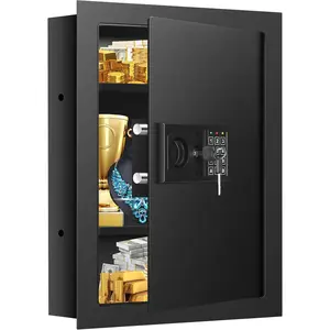 25.6" Tall Fireproof Wall Safes Between 16" Center Studs, Heavy Duty Combination Lock Hidden Wall Safe with 2 Removable Shelves for Money Jewelry Document Passport