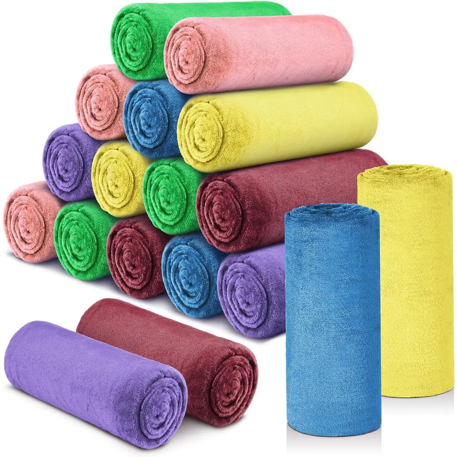 18 count Fleece Blankets Bulk for Wedding 50 x 60 Inch Soft Lightweight Flannel Throw Blankets Bulk for Wedding Guests  Outdoor Couch Sofa Bed Gifts(Multi Colors)