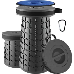 Upgraded XXL 19.7" Collapsible Stool with Cushion, Heavy Duty Portable Folding Stool Max Load 1000 lbs, Retractable Telescoping Foldable Seat Chair for Camping Fishing Travel