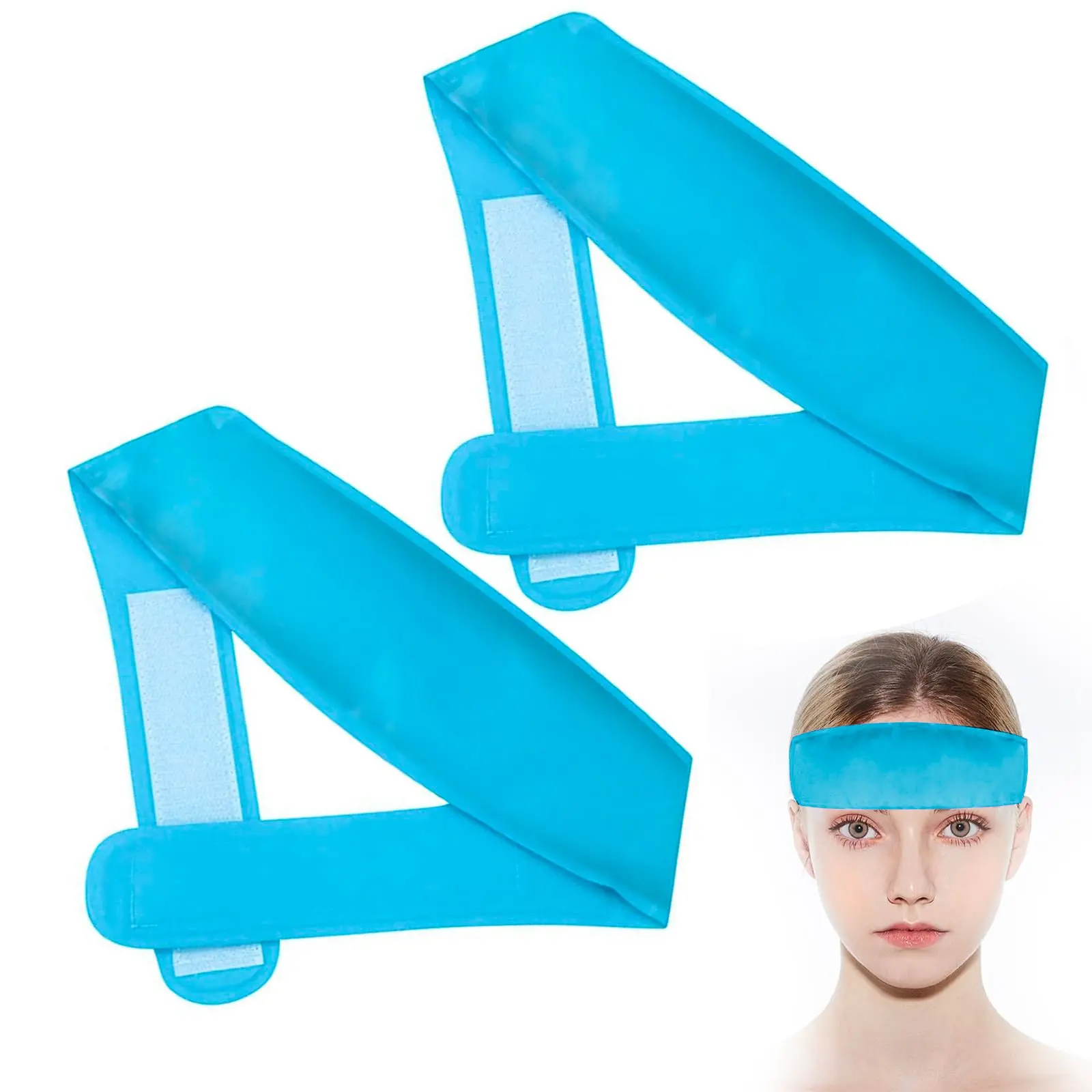 2pcs Migraine Headache Headband, Ice Head Wrap, Small Portable Gel Ice Pack, Soothing Cold Compress for Tension Stress, Relief for Hangover