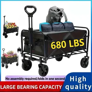 Heavy Duty Folding Wagon 680LBS All Terrain Utility Cart Large Capacity