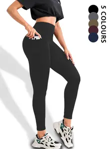 Women's Super Soft High Waist Leggings with Pockets, Side Pocket Leggings, Tummy Control Workout Yoga Running Pants, Comfortable Stretchy Activewear