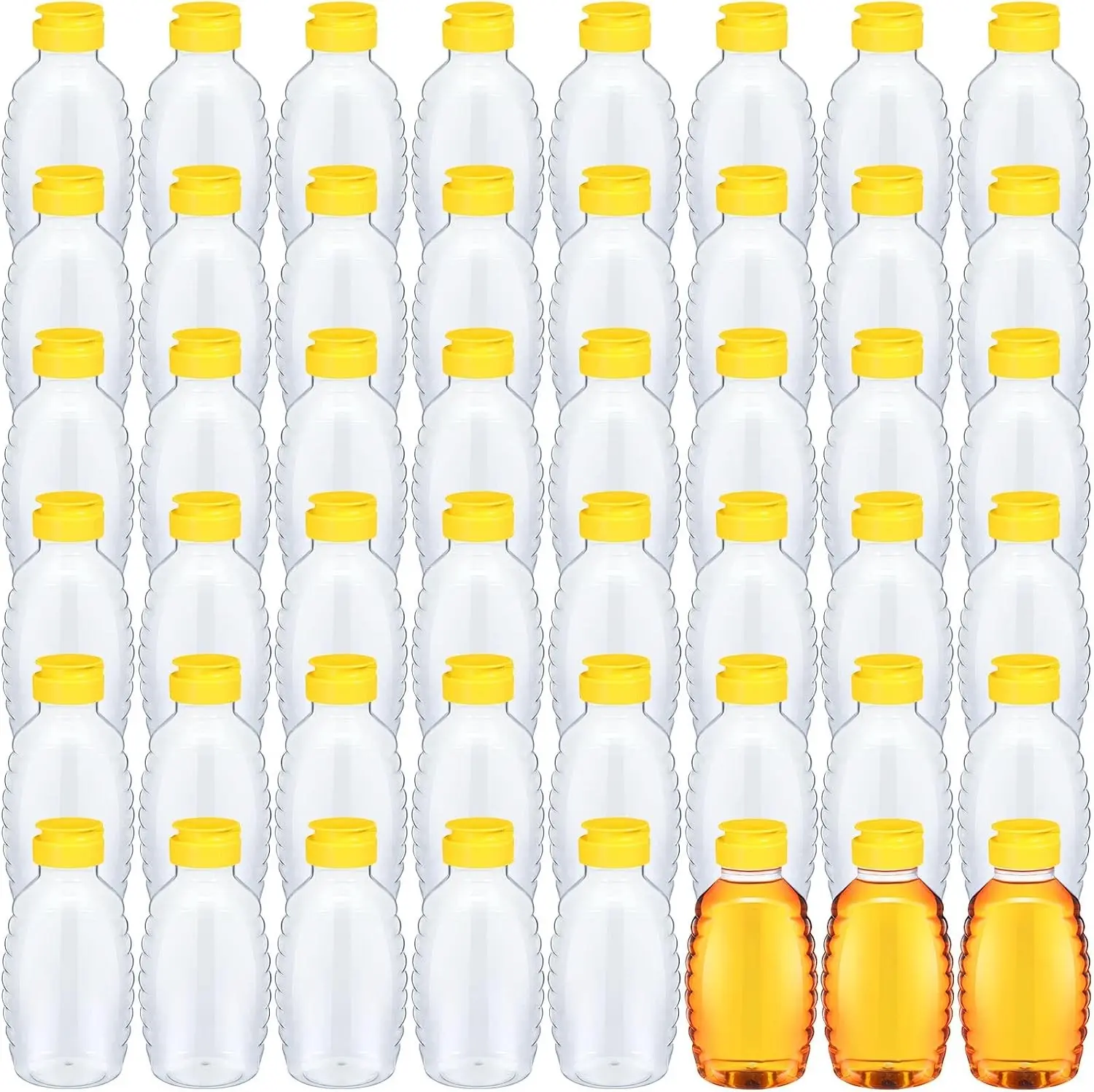 48 Pcs 16 oz Honey Jar with Lids Squeeze Honey Bottles Bulk Clear Plastic Honey Container Honey Dispenser Empty with Flip Lid