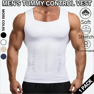 Men's Tummy Control Vest, Compression Shirts, Gynecomastia Shapewear Seamless Moobs Undershirt Body Shaper Vest Seamless Tank Top