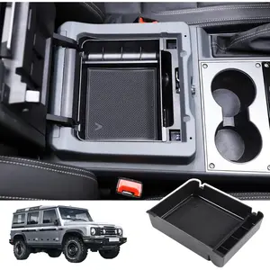 Car Armrest Storage Box Tray Compatible with INEOS Grenadier 2022 2023 2024 2025 Center Console Armrest Organizer Storage Box Tray With Anti-Slip Mat ABS Accessories