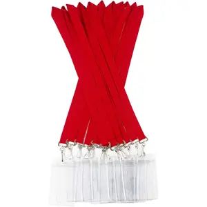 12 Pack Cruise Lanyard with  ID Card Holder, Colorful Solid Color Durable Lanyard with Badge ID Holder for Badge Card and Carnival Sail (Red)