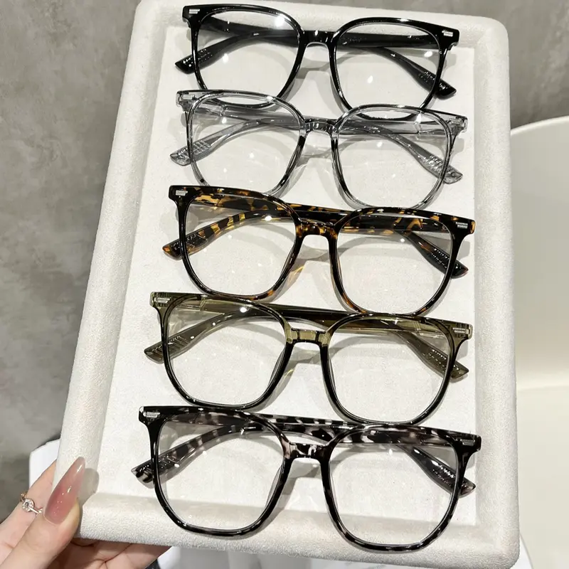 5 Pairs Unisex Large Frame Tortoise Pattern Casual Glasses, Blue Lights Glasses, Anti-Blue Light, Eye Protection, Suitable for Daily Use, Office, TV, Play, Decoration, Casual Eyeglasses