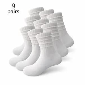 MhzyCaus 9 Pairs Women's Knit Solid Socks Fashionable Casual Crew Socks for Daily Wear Outdoor Travel Comfort Soft Breathable Fabric
