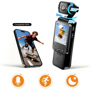 Vlog Portable Pocket Camera, 1080P HD Mini Recorder with Color Night Vision, Multi-Angle Rotatable Lens, WiFi Connects to Phone APP for Real-Time Preview, Loop Recording for Sports Travel Daily Use