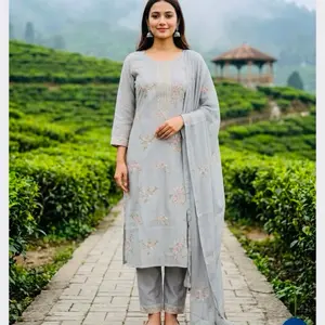 Women's Premium Quality Chanderi Silk Kurta Set with Full Embroidery Work