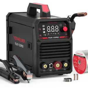 YESWELDER FLUX-135PRO 135Amp 110V Flux Core MIG Welder, Gasless MIG/Lift TIG/Stick 3-in-1 Welding Machine, Digital Display DC IGBT Synergic Control