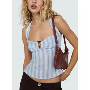 Isabetta Halter Top Blue Stripe