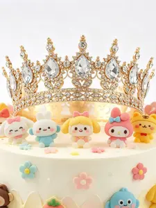 Luxury Crystal Rhinestone Crown Cake Topper, Elegant Princess Tiara for Birthday Party, Reusable Bling Cake Accessory, Cake Decoration