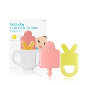 Frida Baby Not-Too-Cold-To-Hold Teether with Safe-to-Chew Silicone Handle, 2 Double-Sided Gum Massagers & 2 BPA-Free Shapes for Chewing Pleasure