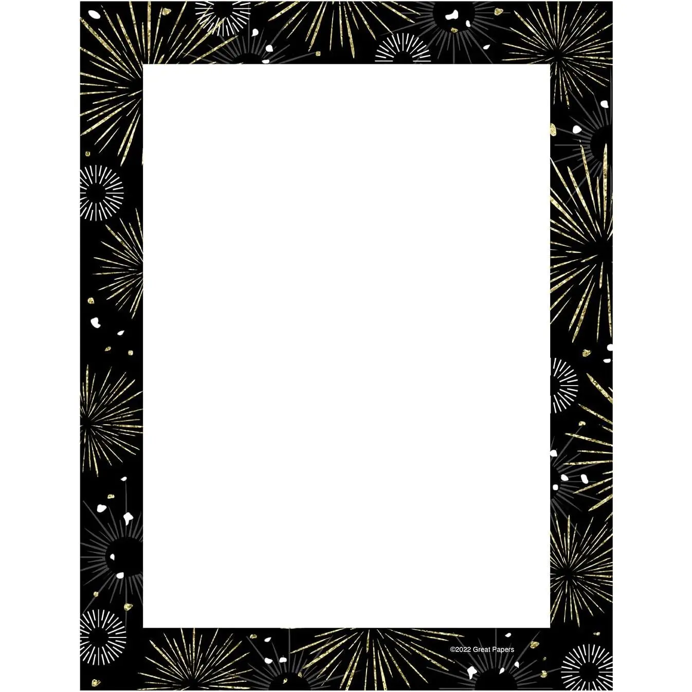 Matte Glitter Border Letterhead, 50 Sheets 8.5"x11" Office Stationery for Holiday Greetings, Graduation Celebrations, Business Flyers & Announcements