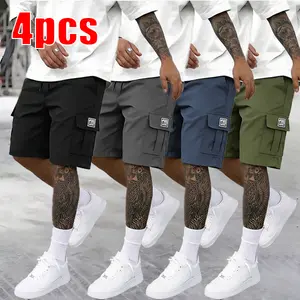 Men’s Four-Piece Shorts Set – Brown/Black/Dark Navy Blue/Green – Angled Cargo Pockets – Versatile Casual Wear – Everyday Use — Men’s Workwear Cargo Shorts SpringStatements