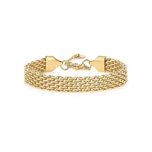 Veliora Gift B Waterproof Chunky Chain Bracelet for Women - 14K Gold Plated Trendy Adjustable Chain Bracelet - Lightweight Stainless Steel Jewelry initial necklaces stud earring Elegant Rose Bear y2k men's cross