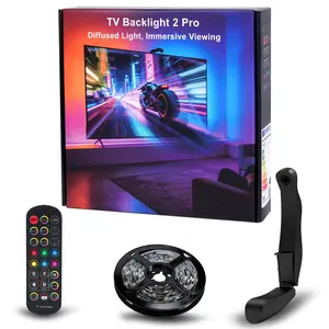 1 set of 19.6FT gaming lights TV LED lights USB LED light strips, Adjustable Brightness Led, decorative LED designs TV LED backlighting color sync with a camera smart 5050RGB+IC wireless remote control for music sync