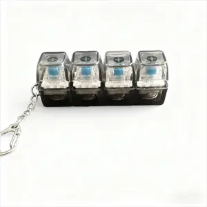 Glowing Keyboard , 4-In-1 Stress Relief Button Keychain, Transparent Color, Fidget Finger Clicker, Anxiety Reliever, Kids and Adults