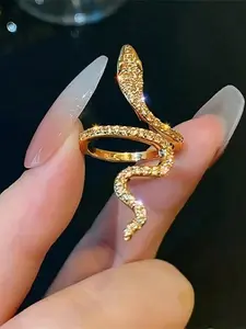 Snake Design Ring, Fashion Jewelry for Party, Daily Clothing Decor, Trendy All-match & Exquisite Jewelry for Birthday Gift