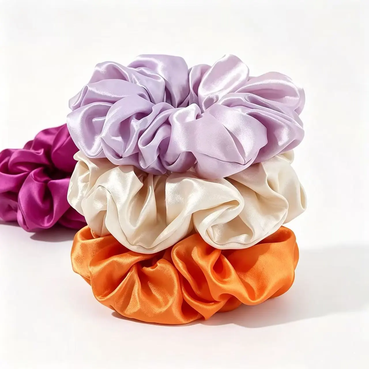 (Random Color) Ties Silk Satin Scrunchy No Damage - Stretchable Hair Bands for Strong All-Day Hold, Ponytail Holders | Hair Accessories for Girl Hair Silk for Hair Silk Ponytail Holders For Women Style