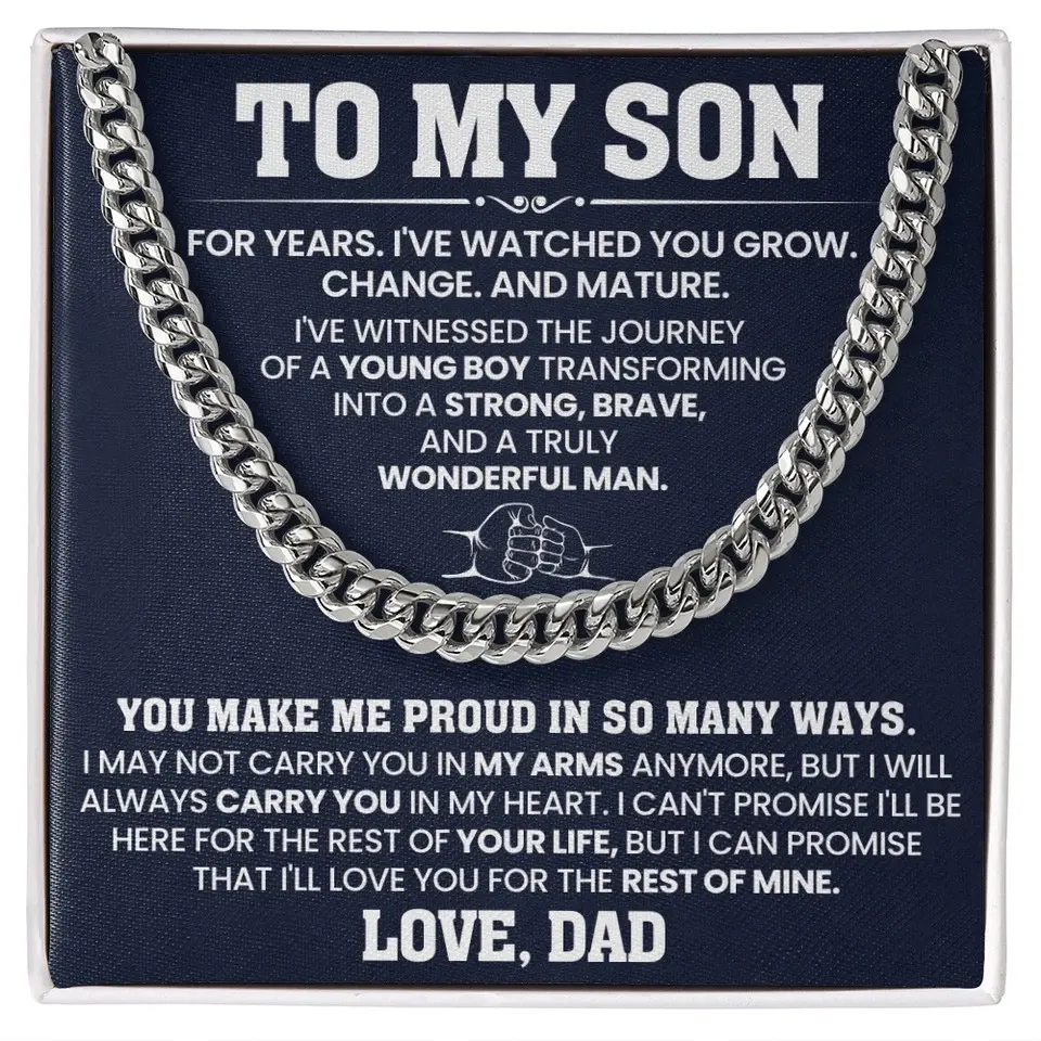 To my Son Gift From Dad Cuban Link Chain Necklace, Birthday Gift for Son, Son Gift